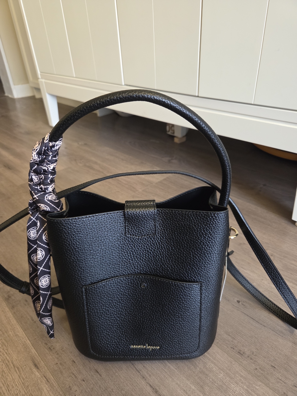 Nanette Lepore black bucket crossbody bag